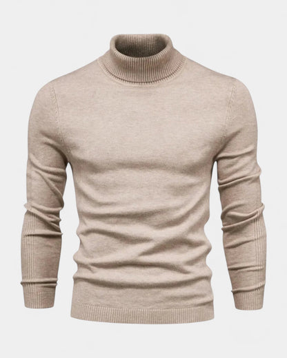 Maglione Dolcevita Uomo a Costine Slim Collo Alto Caldo