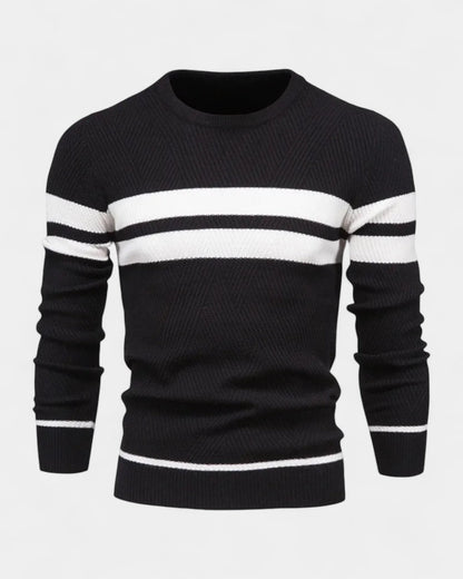 Maglione Uomo a Righe Girocollo Misto Viscosa Cotone Leggero