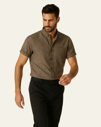 Camicia Uomo da Club Misto Poliestere Lino Raffinata