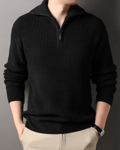 Maglione Uomo Mezza Zip Eleganza Alpina Intreccio Testurizzato