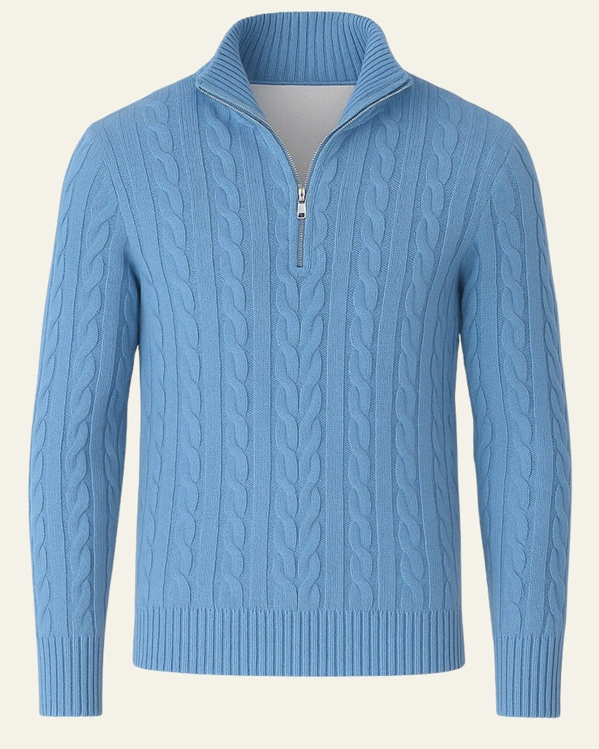 Maglione Uomo Lavorato con Zip in Cotone Pettinato Resistente