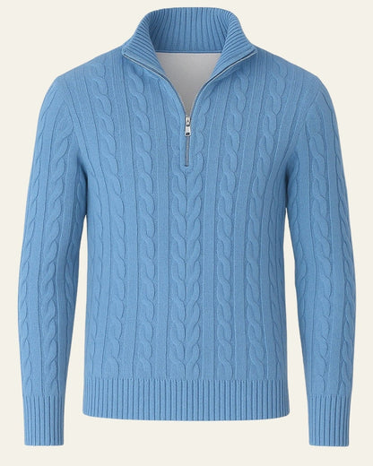 Maglione Uomo Lavorato con Zip in Cotone Pettinato Resistente