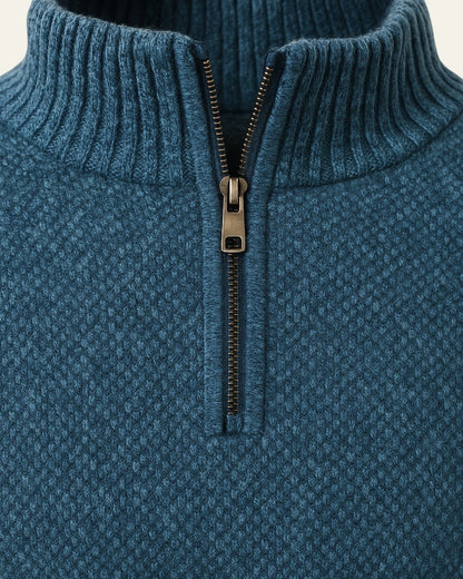 Maglione Uomo Testurizzato con Zip a Metà Texture Raffinata