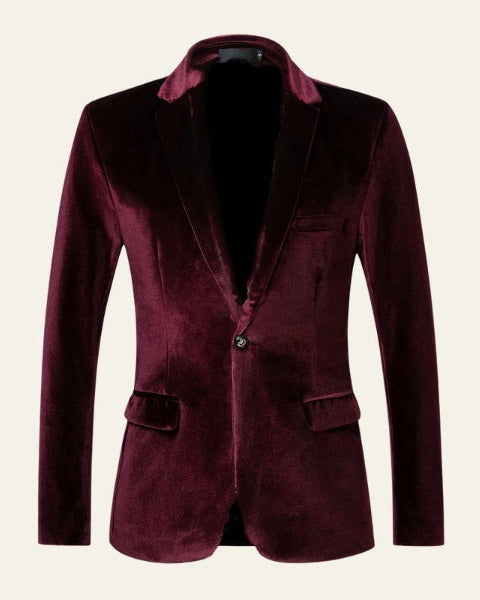Blazer Uomo Effetto Velluto con Bottone Unico