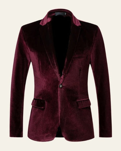 Blazer Uomo Effetto Velluto con Bottone Unico