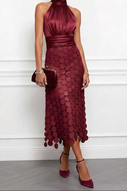 Sabina | Abito Midi Donna da Cerimonia con Scollo Halter