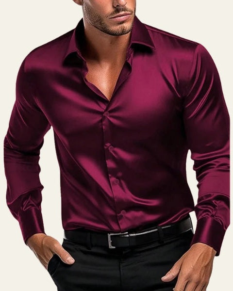 Camicia Uomo Satinata Maniche Lunghe Superficie Lucida