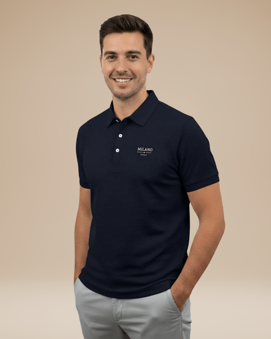 Polo Uomo Elegante in Nido d'Ape Traspirante Stile Italiano