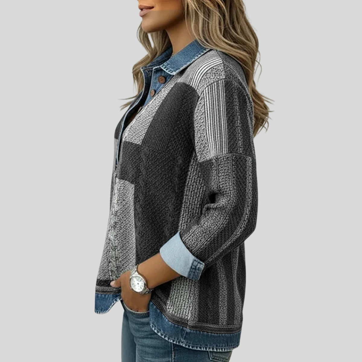 Meridell | Maglione Color Block con Stampa