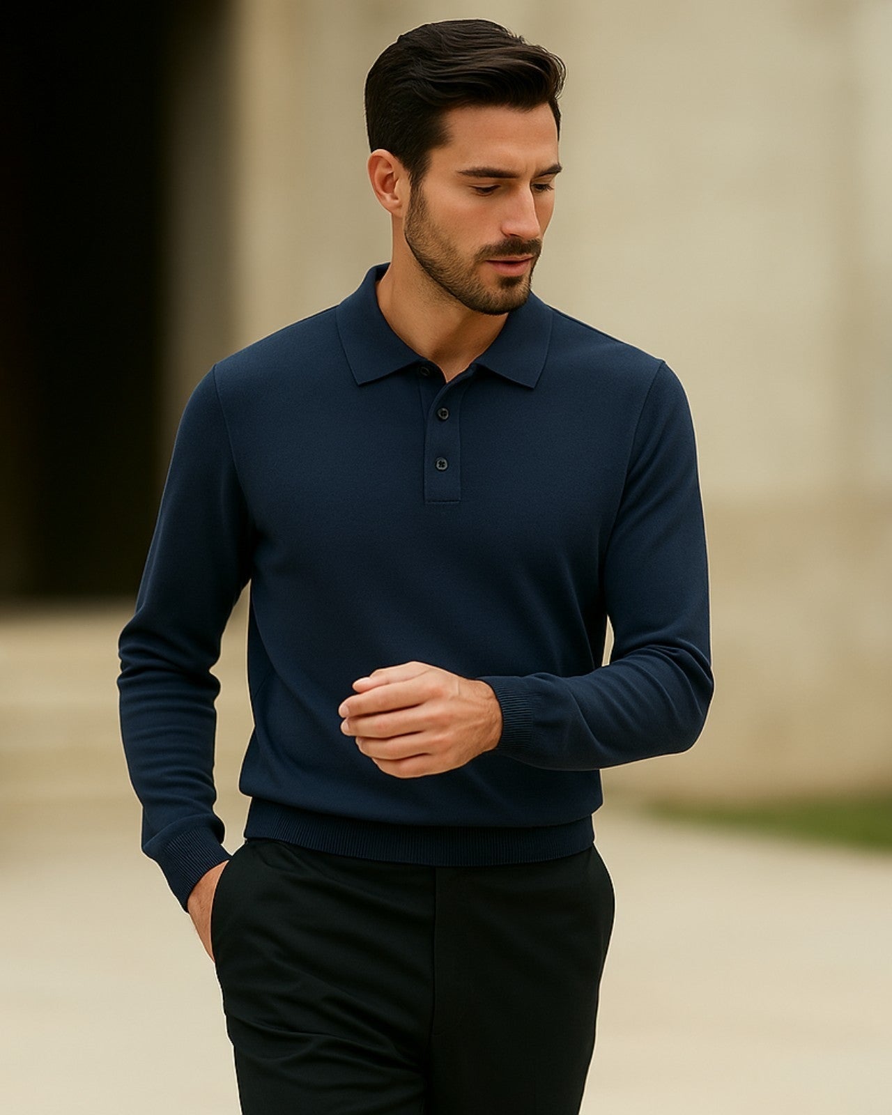 Polo Uomo in Lana Morbida e Calda Taglio Slim Raffinata
