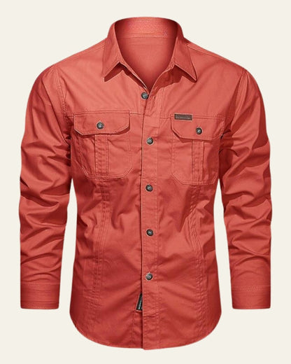 Camicia Uomo con Tasche sul Petto Trama Strutturata Curata