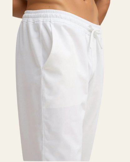 Pantaloni Uomo in Cotone Lino con Coulisse Rilassati Comodi