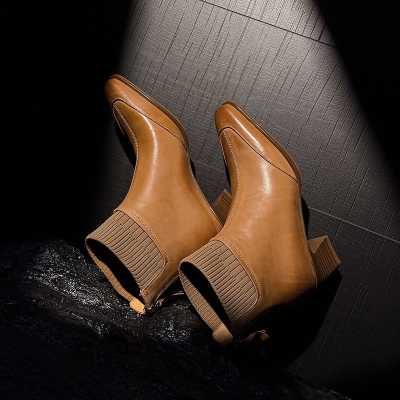 Nicoletta | Stivaletti Donna in Pelle Autentica a Punta Quadrata