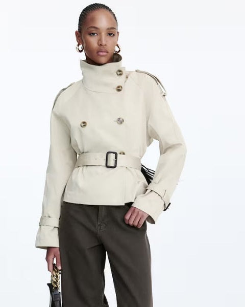 Trench Corto Donna in Twill Doppiopetto