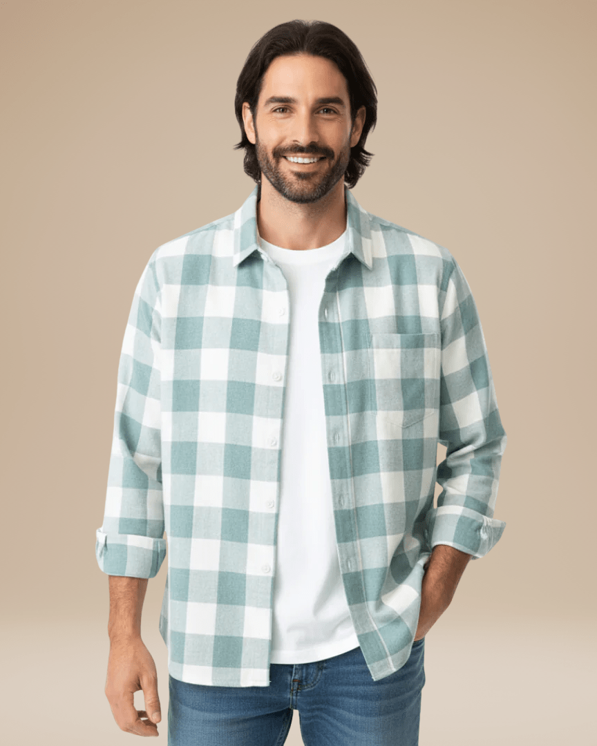 Camicia Uomo a Quadri Versatile Moderna Stile Casual Raffinato