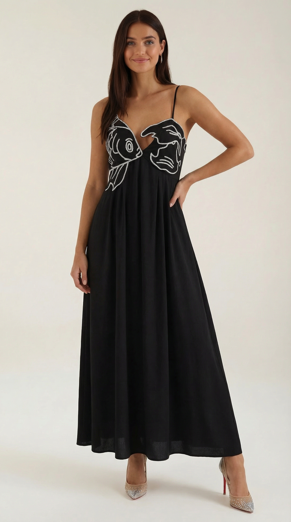 Abito Lungo Donna Ricamato Boho
