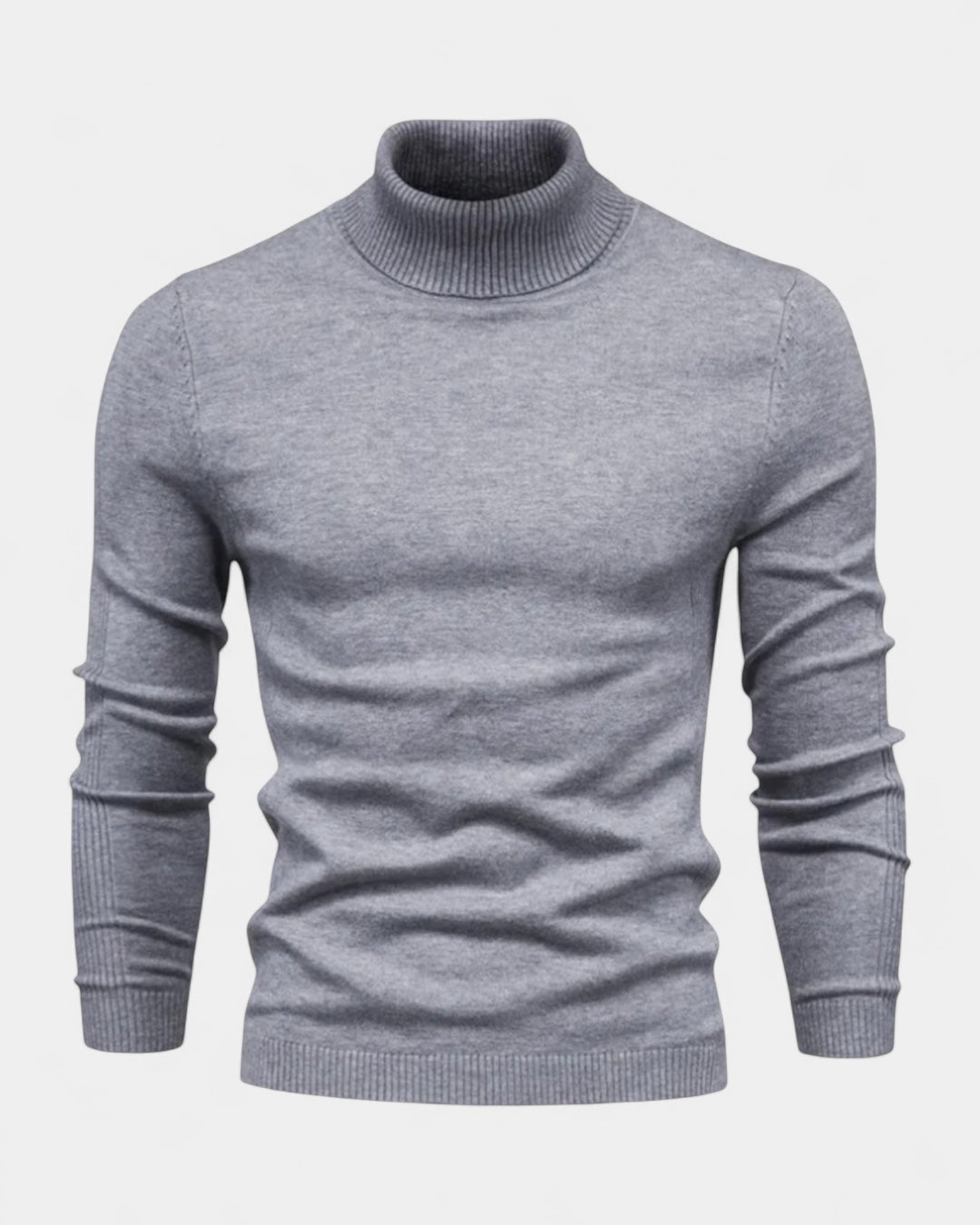 Maglione Dolcevita Uomo a Costine Slim Collo Alto Caldo
