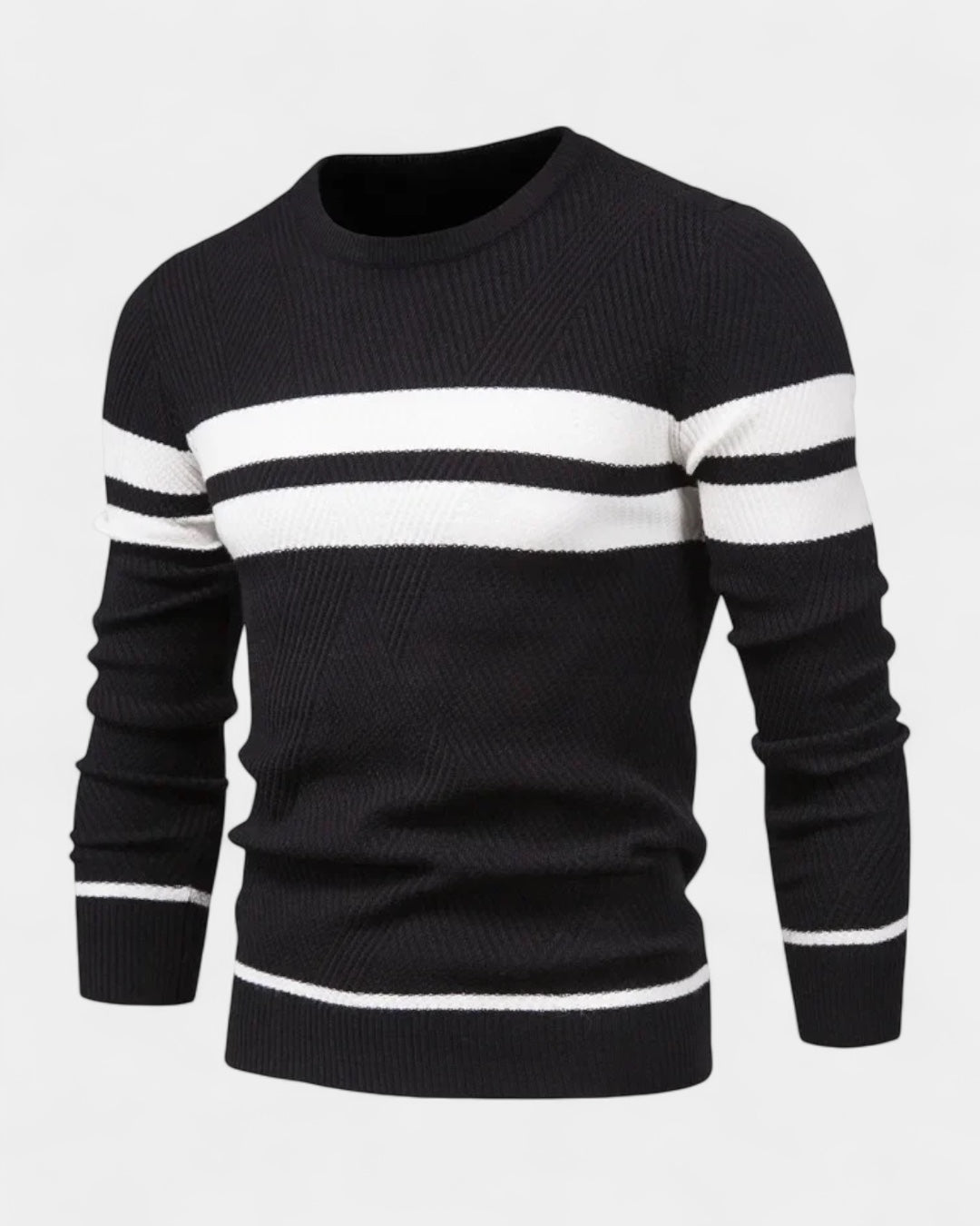 Maglione Uomo a Righe Girocollo Misto Viscosa Cotone Leggero