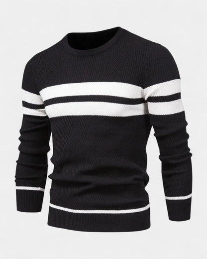 Maglione Uomo a Righe Girocollo Misto Viscosa Cotone Leggero