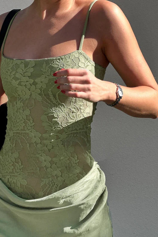 Abito Lungo Donna con Corpetto in Pizzo Floreale