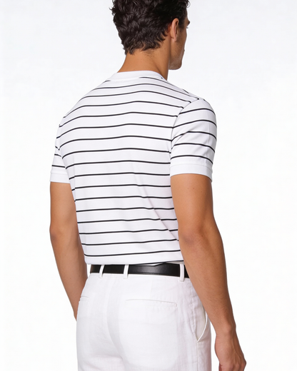 Maglietta Uomo a Righe in Lyocell Linee Pulite Quotidiana