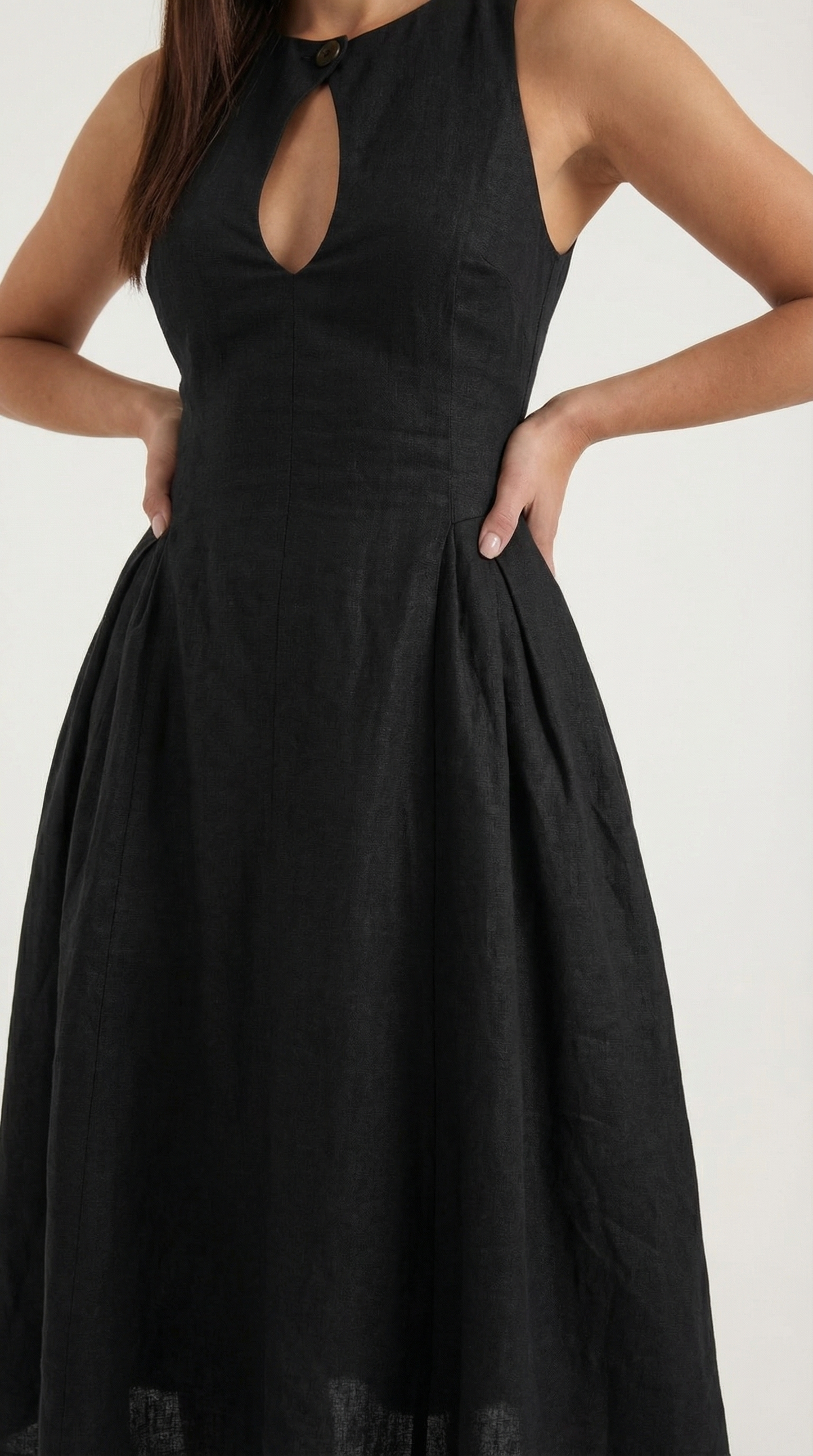 Abito Lungo Donna in Lino con Ritagli