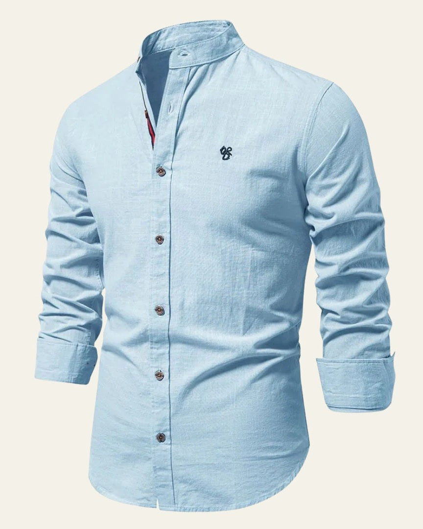Camicia Uomo Collo a Banda Soft Weave Leggera Comoda