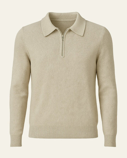 Polo Uomo in Maglia con Zip a Quarto Lusso Senza Sforzo