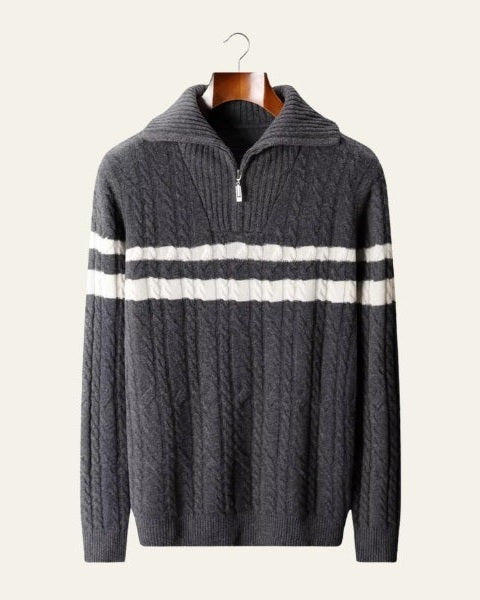 Maglione Uomo in Lana Merino con Zip a Metà Mano Setosa