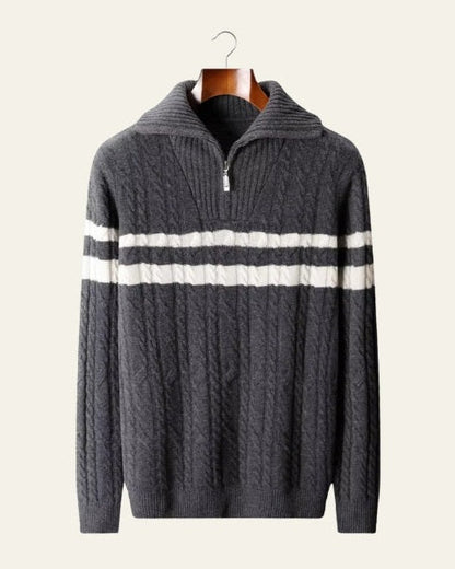 Maglione Uomo in Lana Merino con Zip a Metà Mano Setosa