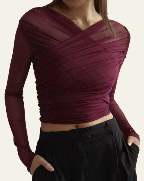 Top Donna Avvolgente in Mesh