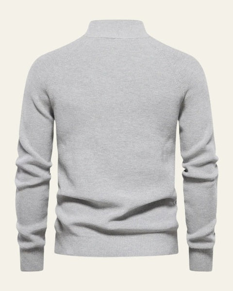 Maglione Uomo con Zip Collo Alto Maglia a Coste Raffinato