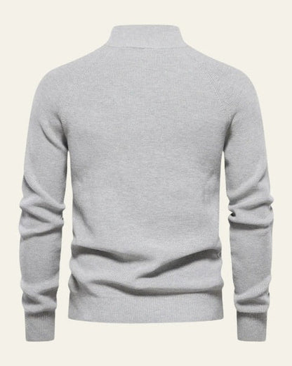 Maglione Uomo con Zip Collo Alto Maglia a Coste Raffinato