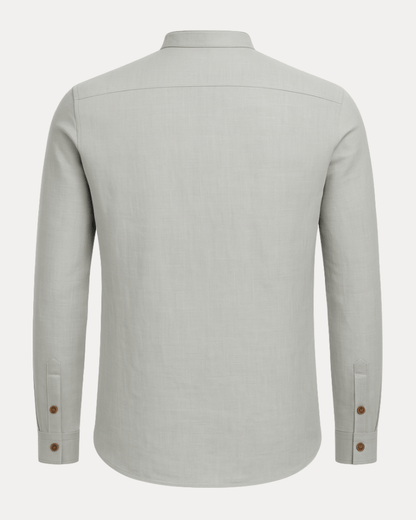 Camicia Uomo Collo Coreana in Misto Lino Cotone Traspirante