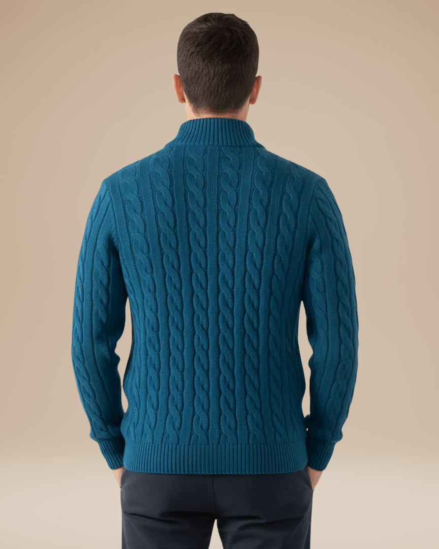 Maglione Uomo a Treccia con Mezza Zip Comfort Versatile