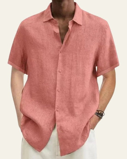 Camicia Uomo Maniche Corte Leggera in Lino Ecologico Estiva