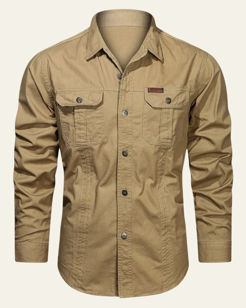 Camicia Uomo con Tasche sul Petto Trama Strutturata Curata