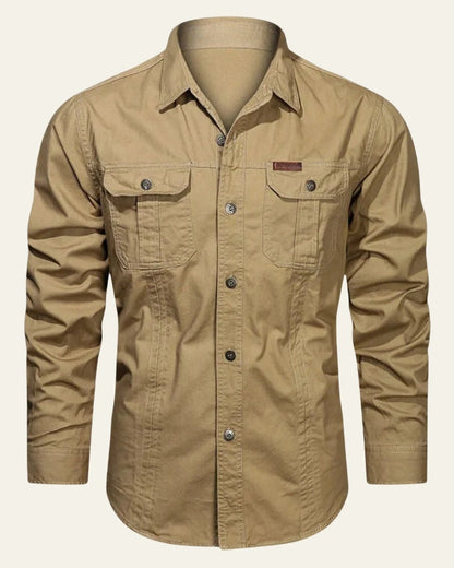 Camicia Uomo con Tasche sul Petto Trama Strutturata Curata
