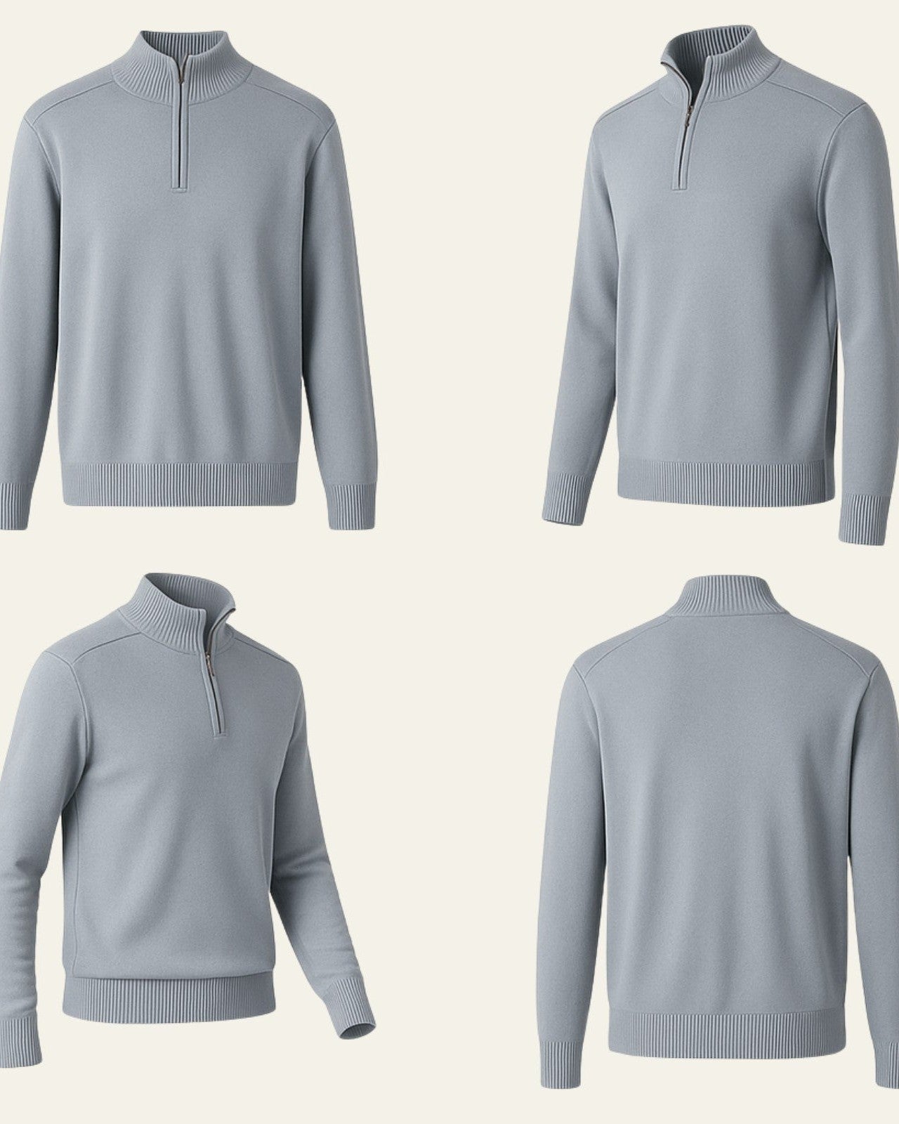 Maglione Uomo in Lana con Zip Parziale Calore Avvolgente Pulito