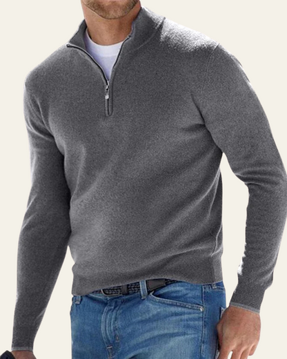 Maglione Uomo con Cerniera a Metà Raffinatezza Sobria Versatile