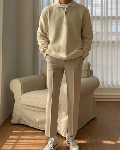 Maglione Polo Uomo in Maglia Morbida Colletto Comfort