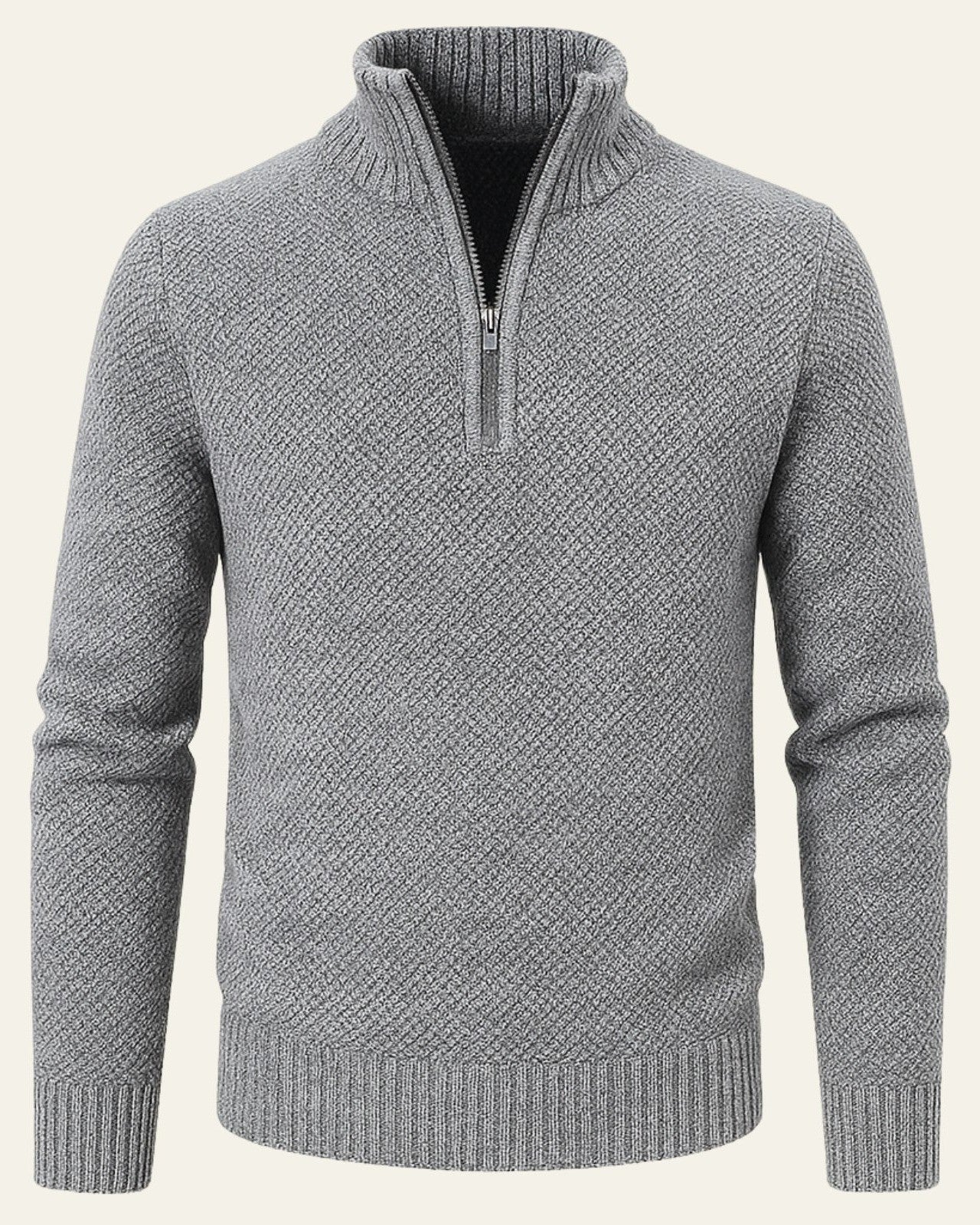 Maglione Uomo Testurizzato con Zip a Metà Texture Raffinata