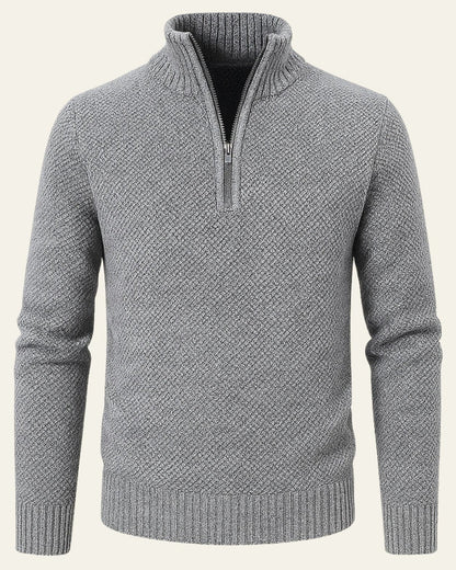 Maglione Uomo Testurizzato con Zip a Metà Texture Raffinata