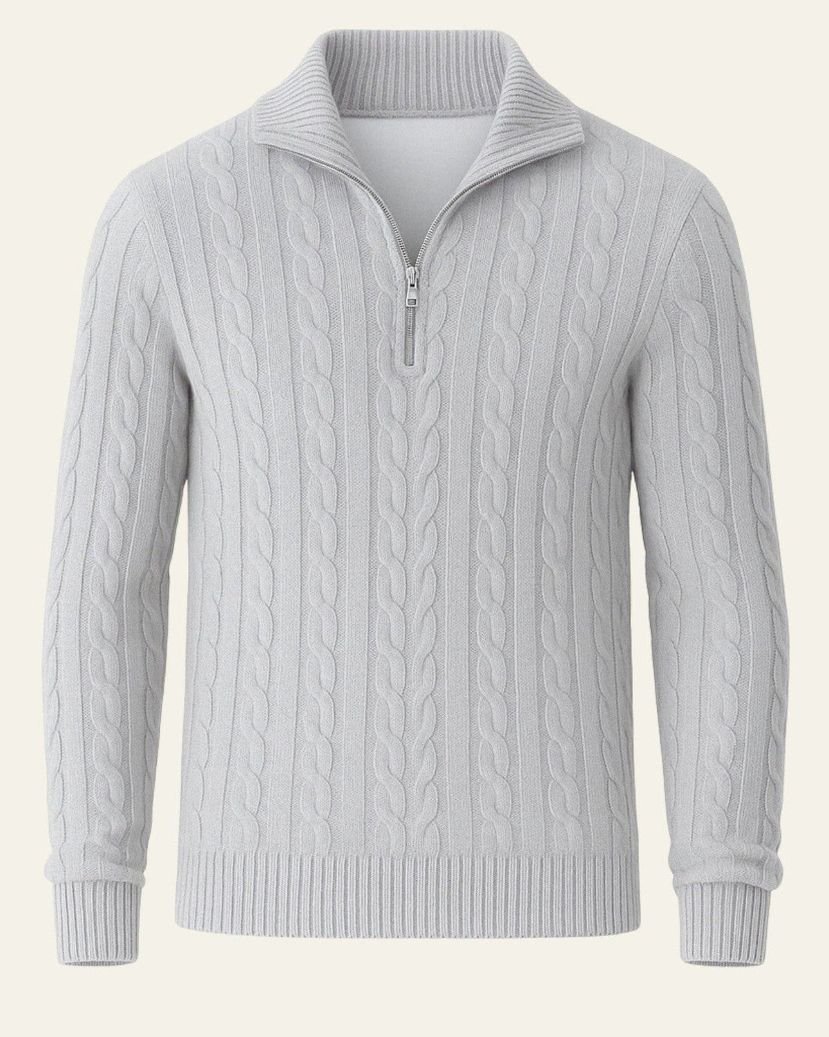 Maglione Uomo Lavorato con Zip in Cotone Pettinato Resistente