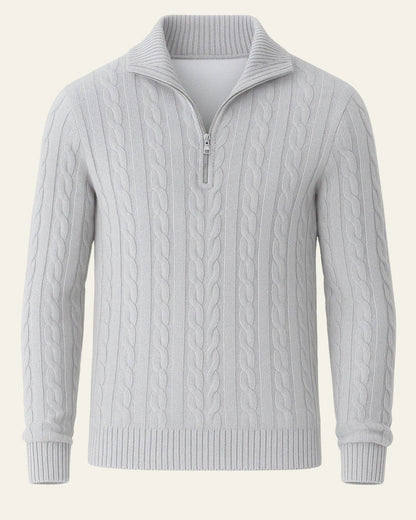 Maglione Uomo Lavorato con Zip in Cotone Pettinato Resistente