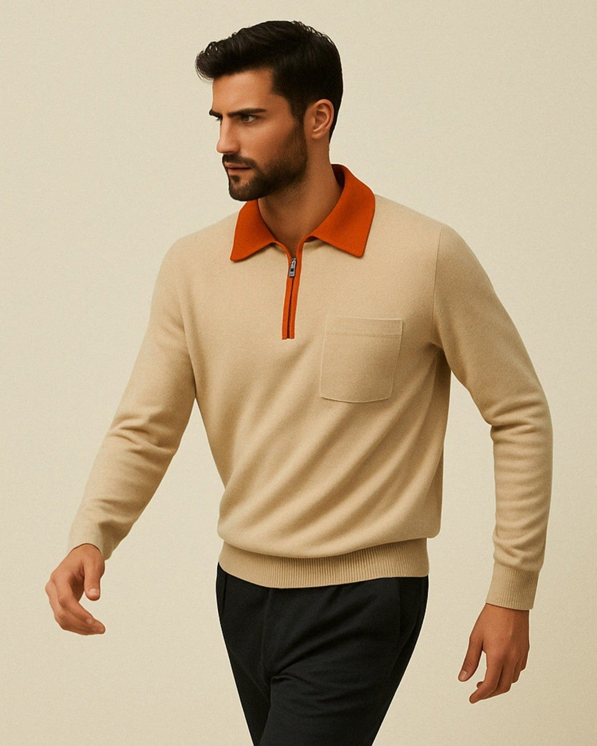 Maglione Uomo in Cashmere con Zip Morbido Raffinato Premium