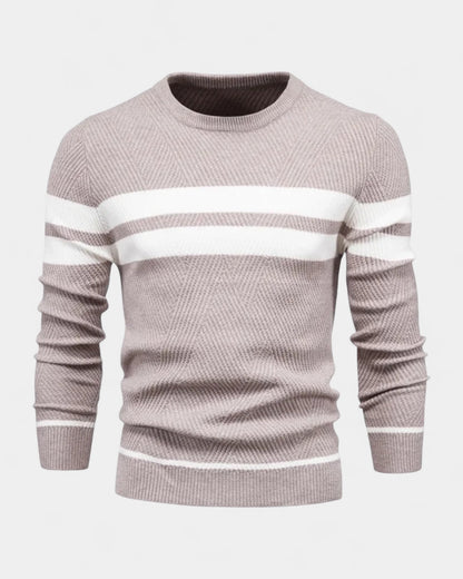 Maglione Uomo a Righe Girocollo Misto Viscosa Cotone Leggero