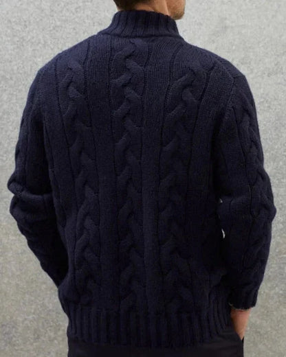 Maglione Uomo a Trecce con Zip Frontale Senza Tempo Caldo