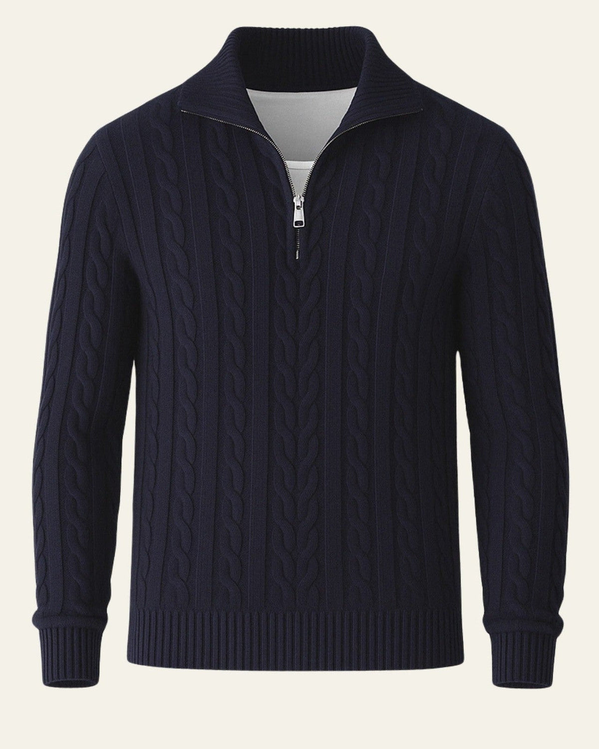 Maglione Uomo Lavorato con Zip in Cotone Pettinato Resistente