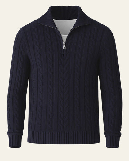 Maglione Uomo Lavorato con Zip in Cotone Pettinato Resistente